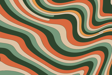 Groovy 70s Abstract Background with Retro Wavy Lines Pattern