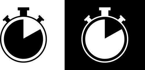 Black and white stopwatch icons side by side