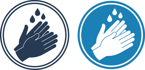 Hand Washing and Hygiene Icon Set Blue and Black