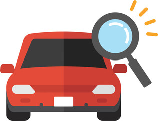  Red Car Inspection with Magnifying Glass Vehicle Search and Check