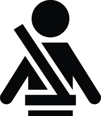  Seat Belt Buckled Person Black Silhouette Safety Icon