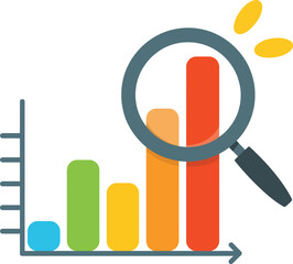 Data Analysis and Business Growth Bar Graph with Magnifying Glass