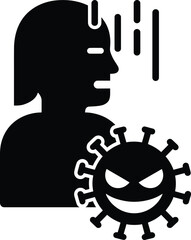  Person in Distress with Menacing Virus Icon  Health Anxiety and Pandemic Fear