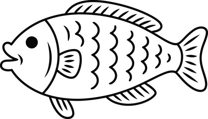 Simple Line Art Illustration of a Fish