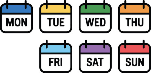  Days of the Week Calendar Icons Set