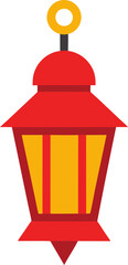 A red and yellow lantern on transparent background