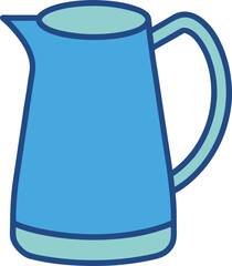 A blue ceramic pitcher is on transparent background