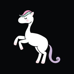 Vector  Cute white  horse cartoon running