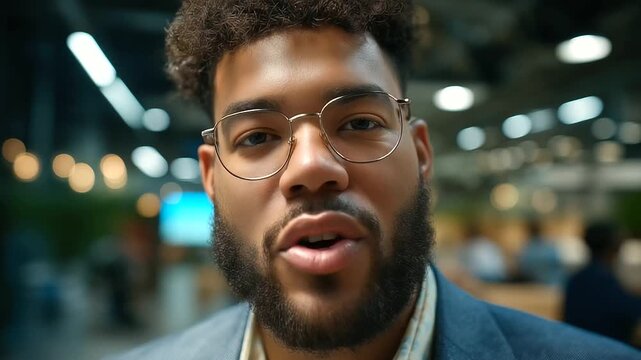 A confident young businessman or data analyst from a multiracial background in a modern tech office, diversity, inclusivity, interracial couples, plus-size models, tech professiona