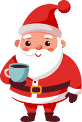 Santa holding a cup of hot cocoa , white background 