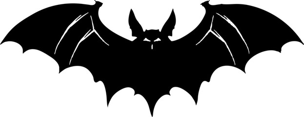 Naklejka premium Halloween Bat Silouette, Simple Hand Drawn Monster Icon. 