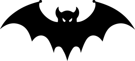 Naklejka premium Halloween Bat Silouette, Simple Hand Drawn Monster Icon. 