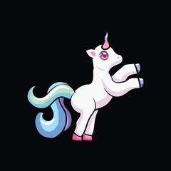 Vector  Cute white  horse cartoon running