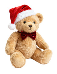 Teddy Bear with Santa Hat and Bow Tie: Christmas Gift