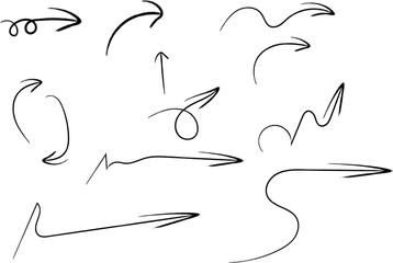 Collection of hand drawn black arrows on white background