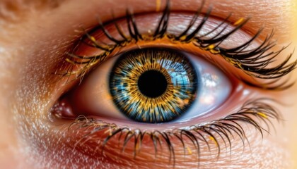 Closeup Colorful Human Eye With