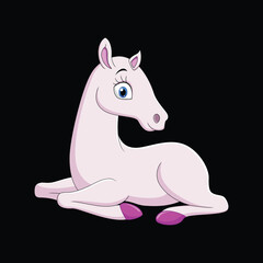 Vector  Cute white  horse cartoon running