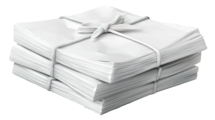 Stack of Papers Bundled Together isolated on transparent background Remove png