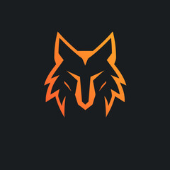 Fototapeta premium Stylized geometric fox head logo illustration with orange gradient on a dark background. Modern wild animal icon or emblem design.