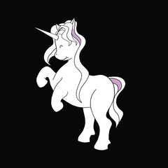 Vector  Cute white  horse cartoon running