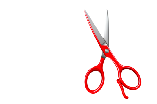 Sharp red scissors ready for creative cuts, crafting, and design projects, perfect for stylists, artists, and DIY enthusiasts needing precision cutting tools