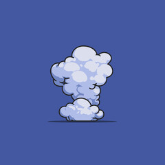 Stylized cartoon smoke cloud, comic book explosion effect, dust puff vapor, isolated graphic element on blue background