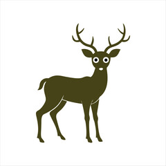 Fototapeta premium Minimalist Deer Illustration – Cartoon Forest Animal Icon for Nature, Wildlife, and Educational Themes