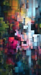Fototapeta premium Colorful Pixelated Abstraction: An artistic exploration of color and form, presenting a vibrant composition of pixelated elements in a striking vertical arrangement.