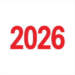 Bold Red 2026 Year Icon &ndash; Minimalist Date Design for New Year, Future Planning, and Event Branding