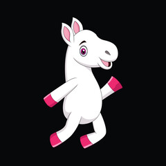 Vector  Cute white  horse cartoon running