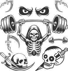 The grim reaper with a scythe and bone, portrait of the death.