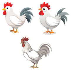 Fototapeta premium vector chicken hen icon set 