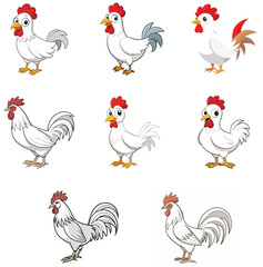 vector chicken icon set design 