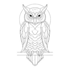 Fototapeta premium Graceful Owl Applique Line Art Embroidery