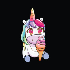 Vector  Cute white  horse cartoon running