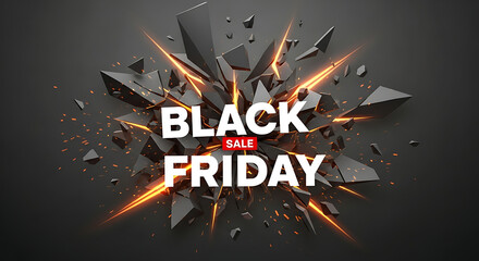 Explosive Black Friday background for a holiday sale discount banner, a special offer for your digital sale event and online retail promotion