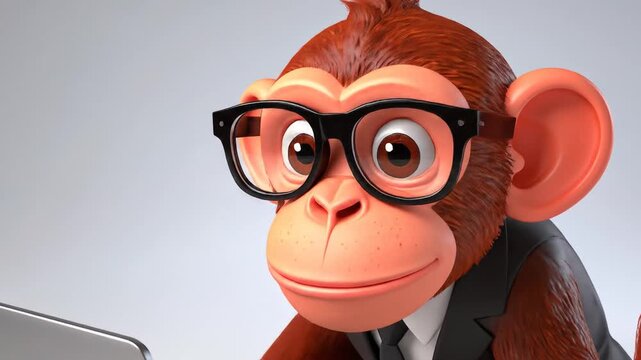 Intelligent Monkey Wearing Glasses and Suit, Represents Business Acumen and Sophistication