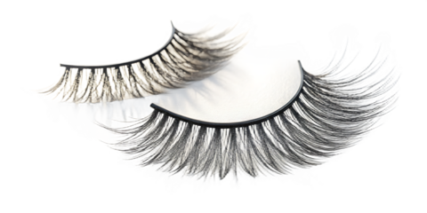 Two Pairs of False Eyelashes with One Pair Partially Overlapping beauty makeup isolated on a transparent background
