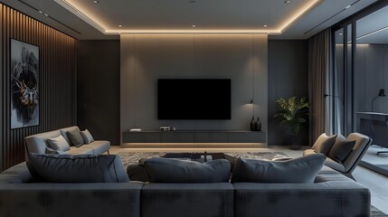 modern living room with tv
