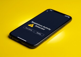 Fraud Alert Smartphone Notification with Suspicious Activity Warning Sign Highlighting Cybersecurity, Mobile Banking Risks, and User Protection