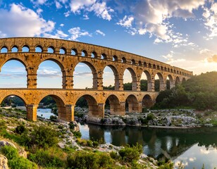Fototapeta premium Ancient Roman Aqueduct Bridge, France.
