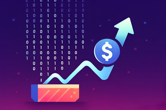 Rising Digital Finance Arrow With Dollar Sign On Binary Code Background