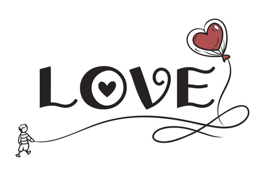 Happy birthday card with cat travel message, a heart symbol of passion for the city holiday world illustration