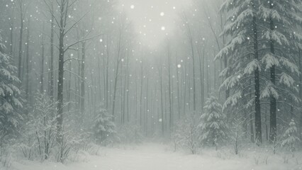 Fototapeta premium Serene winter forest snowfall wallpaper for desktop