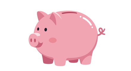 Pink piggy bank with a coin slot on its back, isolated on white.