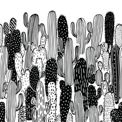 Minimalist cactus pattern line art design