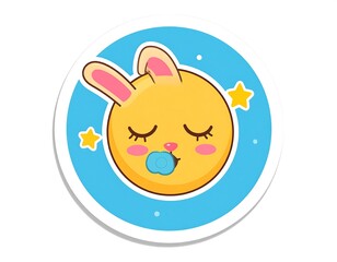 Cute Sleeping Rabbit Emoji Sticker.