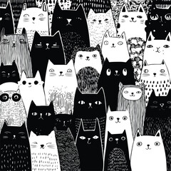 Whimsical Doodle Cat Line Art Collection