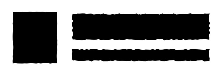 Paper rough edge shape set. Rectangle torn frames, vector square boxes