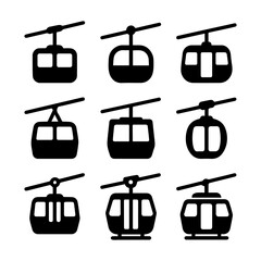 set of outline icons funiculars vector on a white background set of 9 line icons, vector, on a white background © Roman